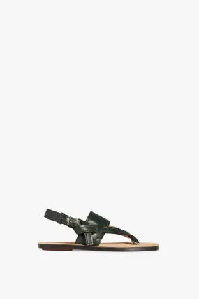 Eve Flat Sandal in Bottle Green