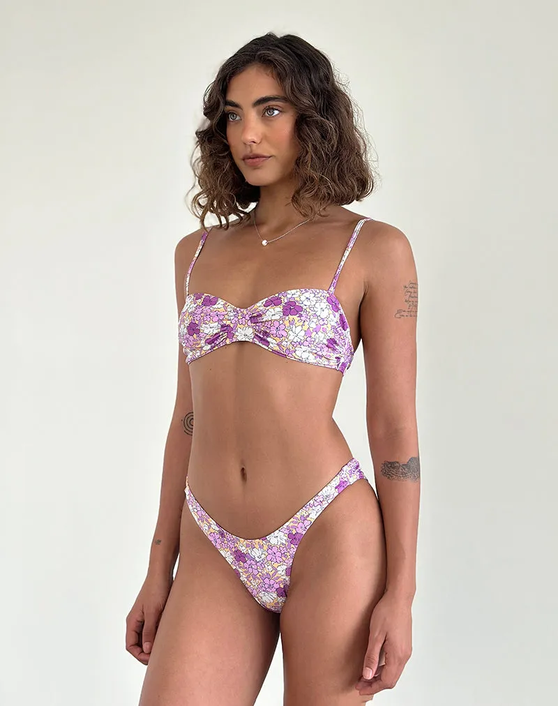 Farida Bikini Bottoms in Bright Floral Orange and Purple