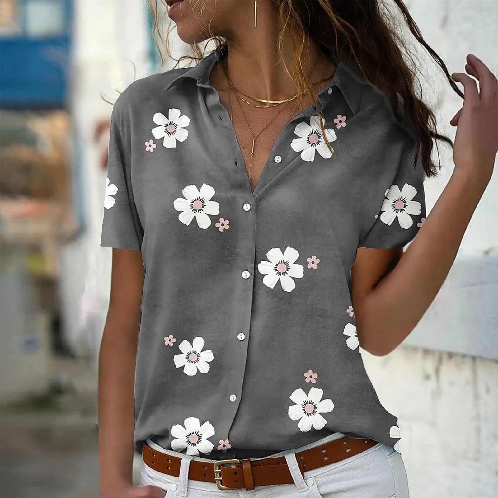 Floral Button Casual Top