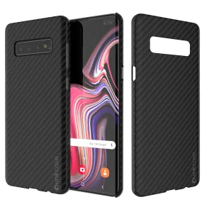 Galaxy S10 Plus Case, Punkcase CarbonShield, Heavy Duty & Ultra Thin 2 Piece Dual Layer PU Leather Jet Black Cover