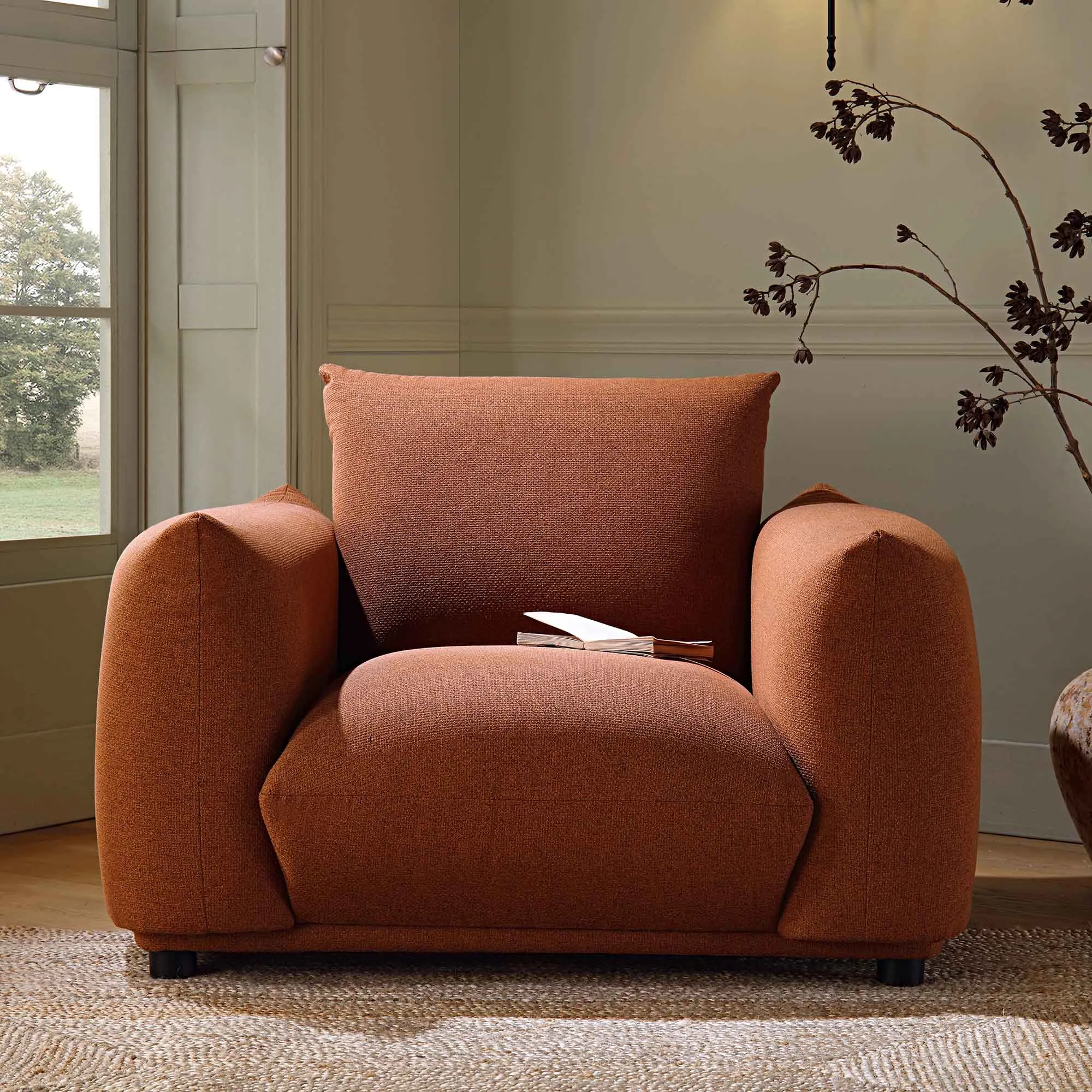 Gianni Armchair, Terracotta Fabric