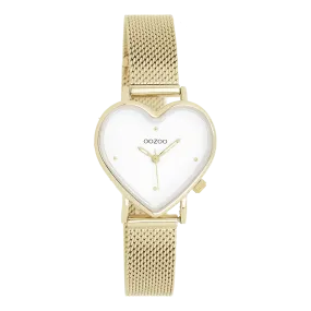 Gold coloured OOZOO watch with gold coloured metal mesh bracelet - C11415