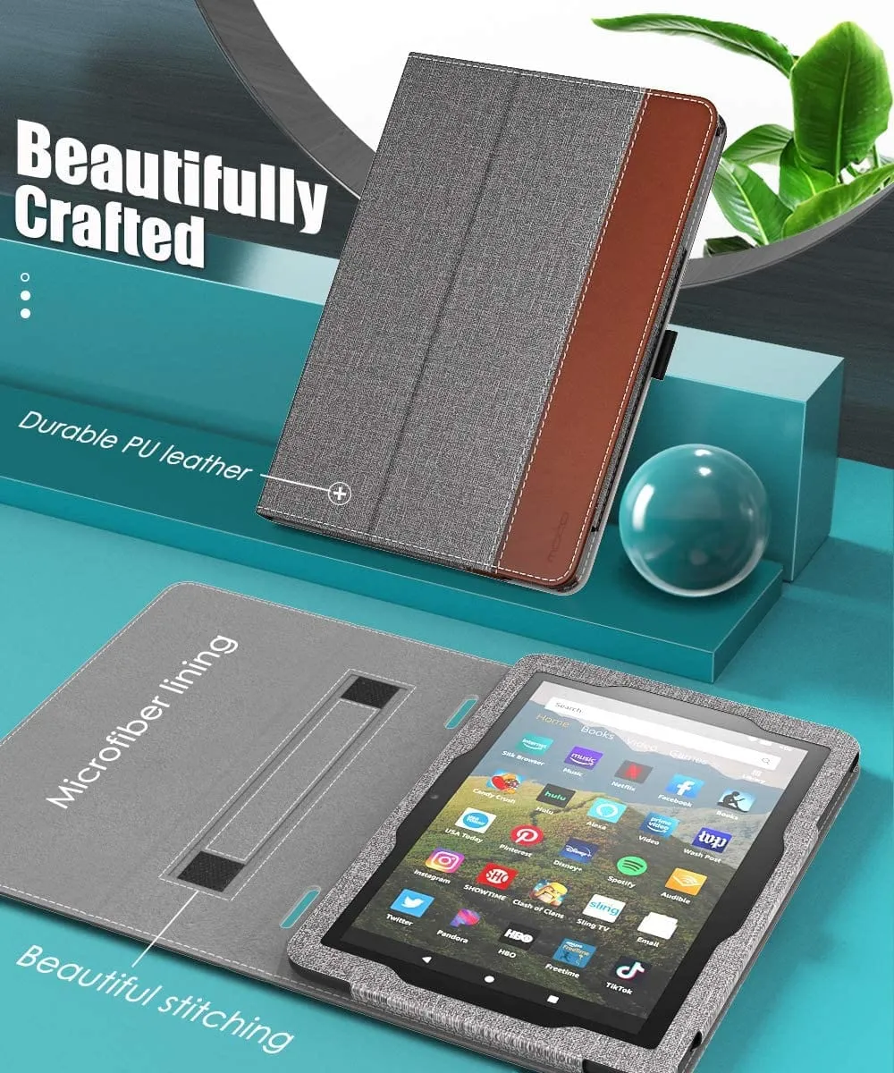 Gray Fabric Texture Folio Case - Amazon Kindle Fire HD 8 and Fire HD 8 Plus