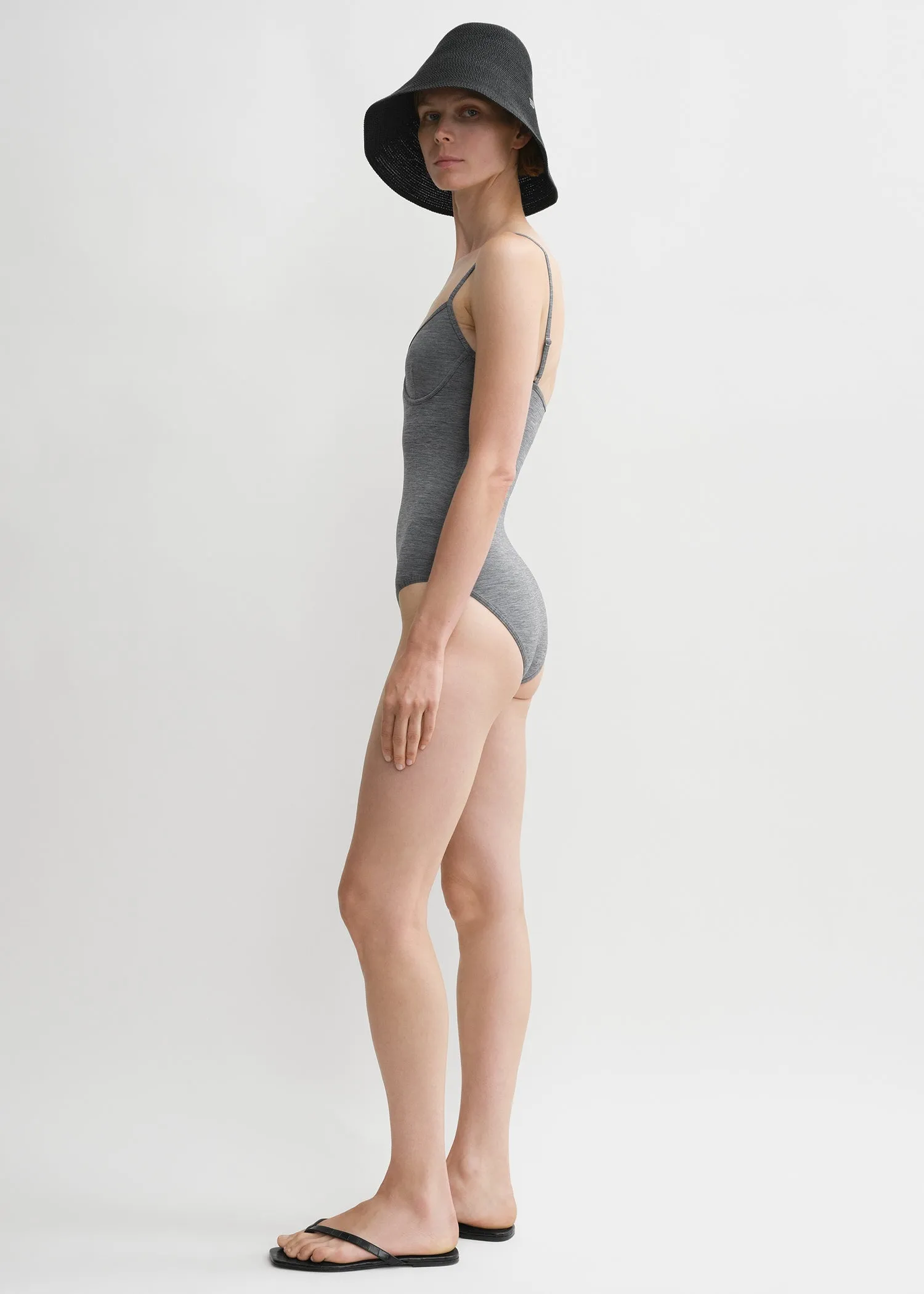 Half-cup swimsuit grey mélange