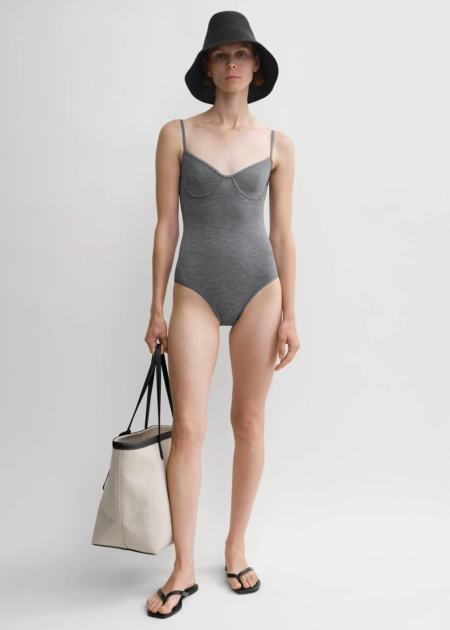 Half-cup swimsuit grey mélange