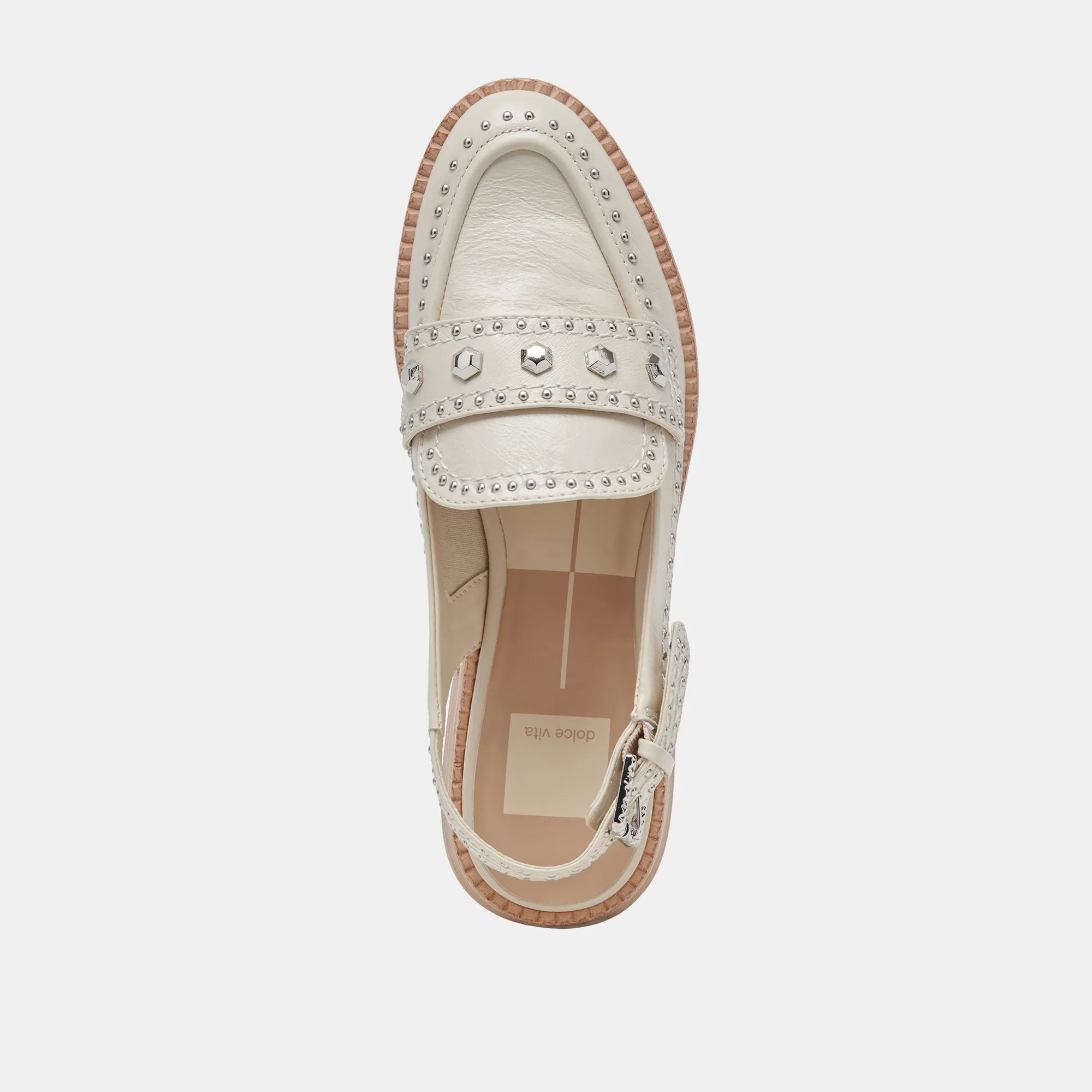 HARDI STUD LOAFERS IVORY CRINKLE PATENT