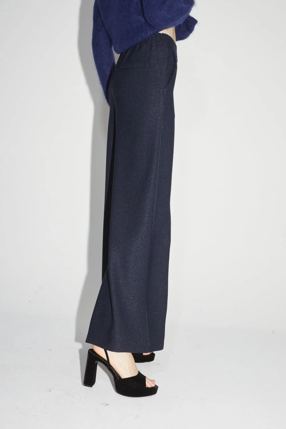 Imprevu Lurex Stretch Navy Pants