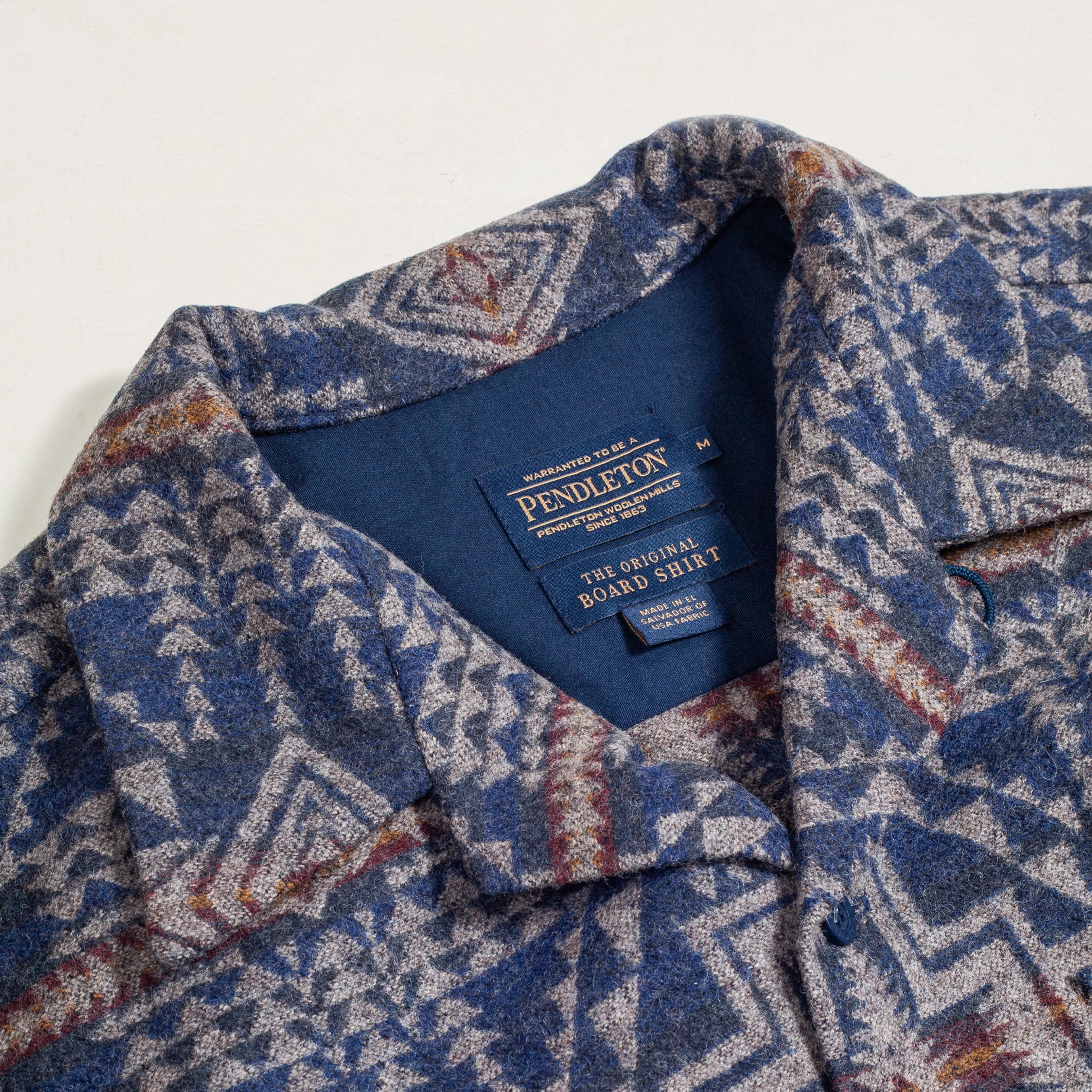 JACQUARD WOOL BOARD SHIRT - HARDING TRAIL NAVY