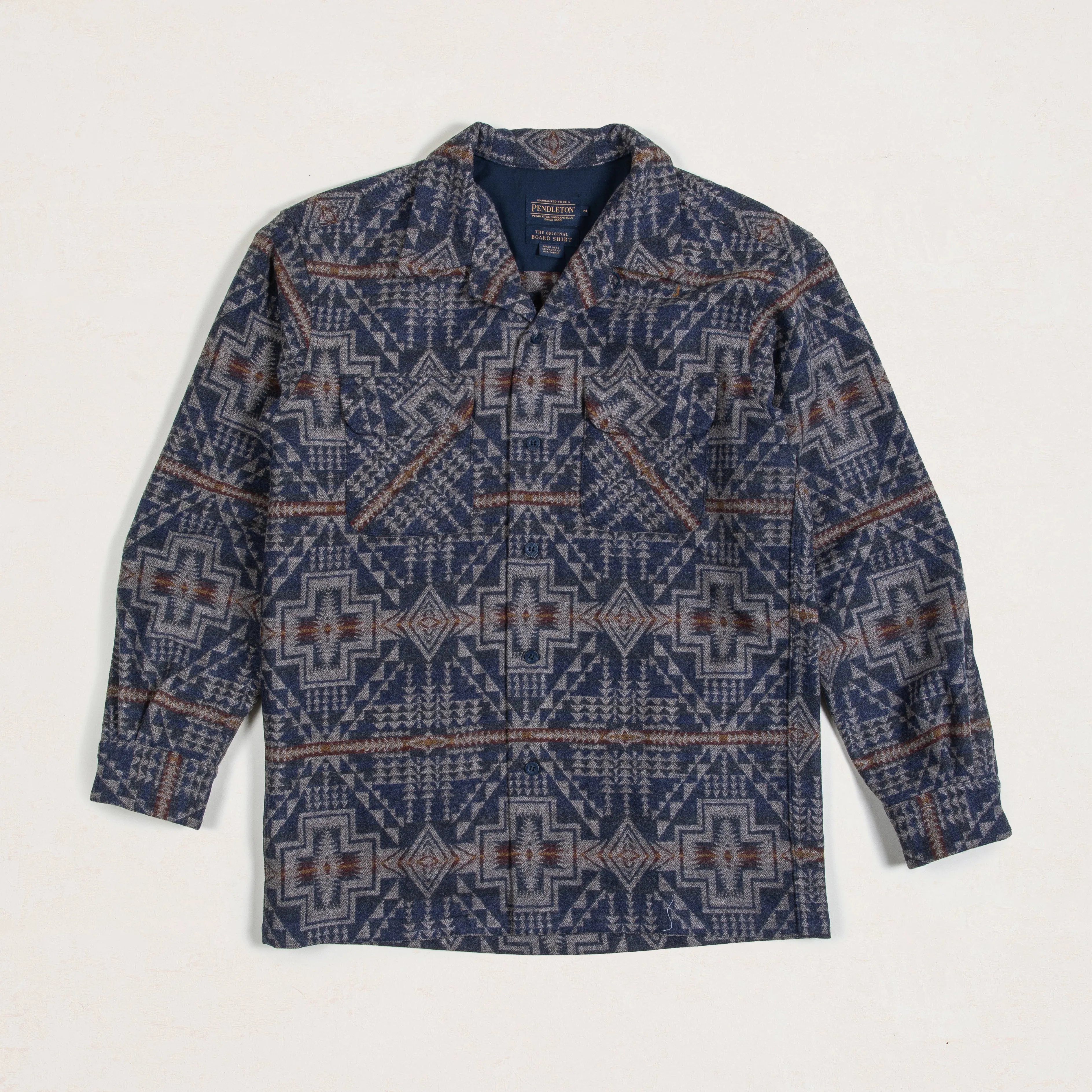 JACQUARD WOOL BOARD SHIRT - HARDING TRAIL NAVY