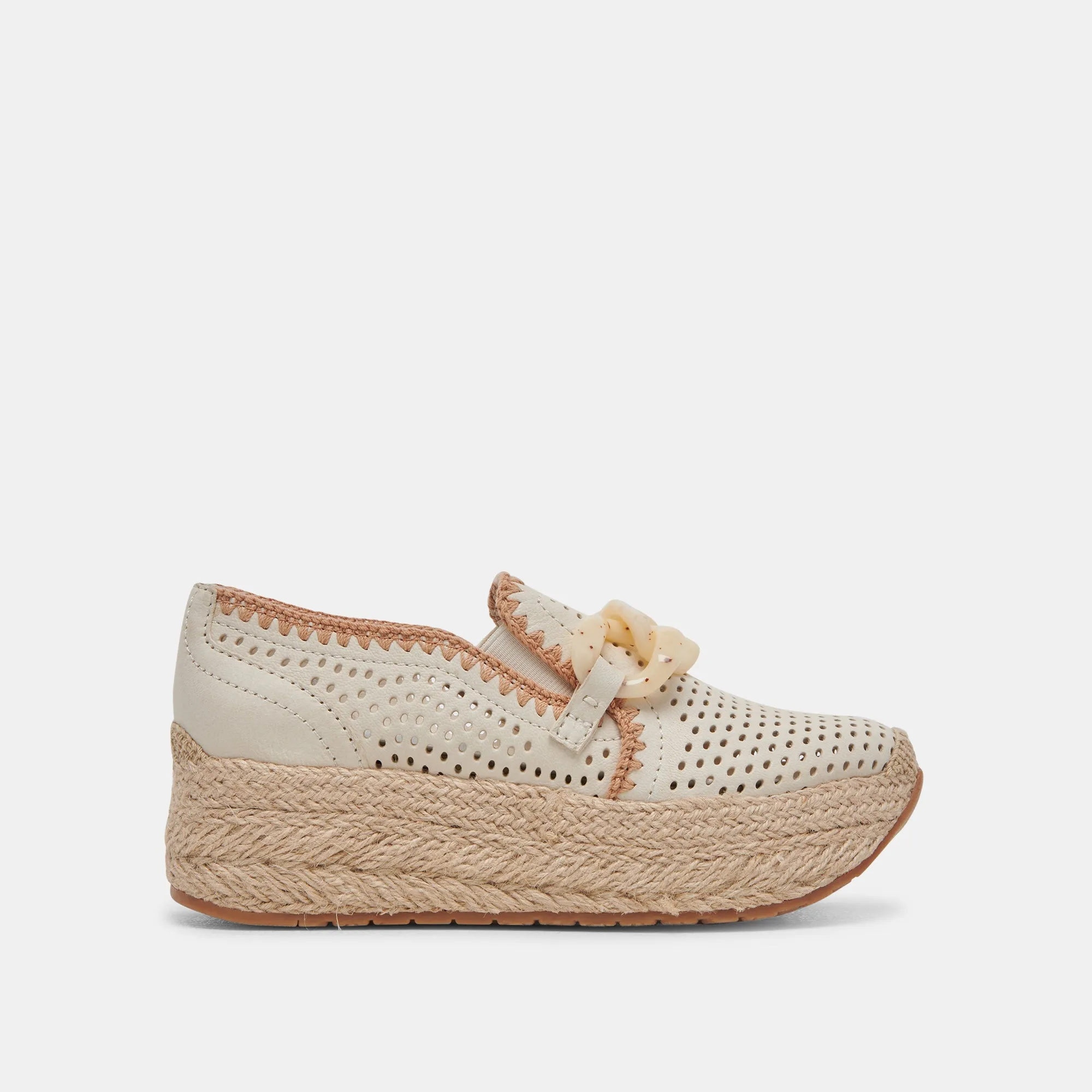 JHENEE ESPADRILLE SNEAKERS IVORY PERFORATED NUBUCK