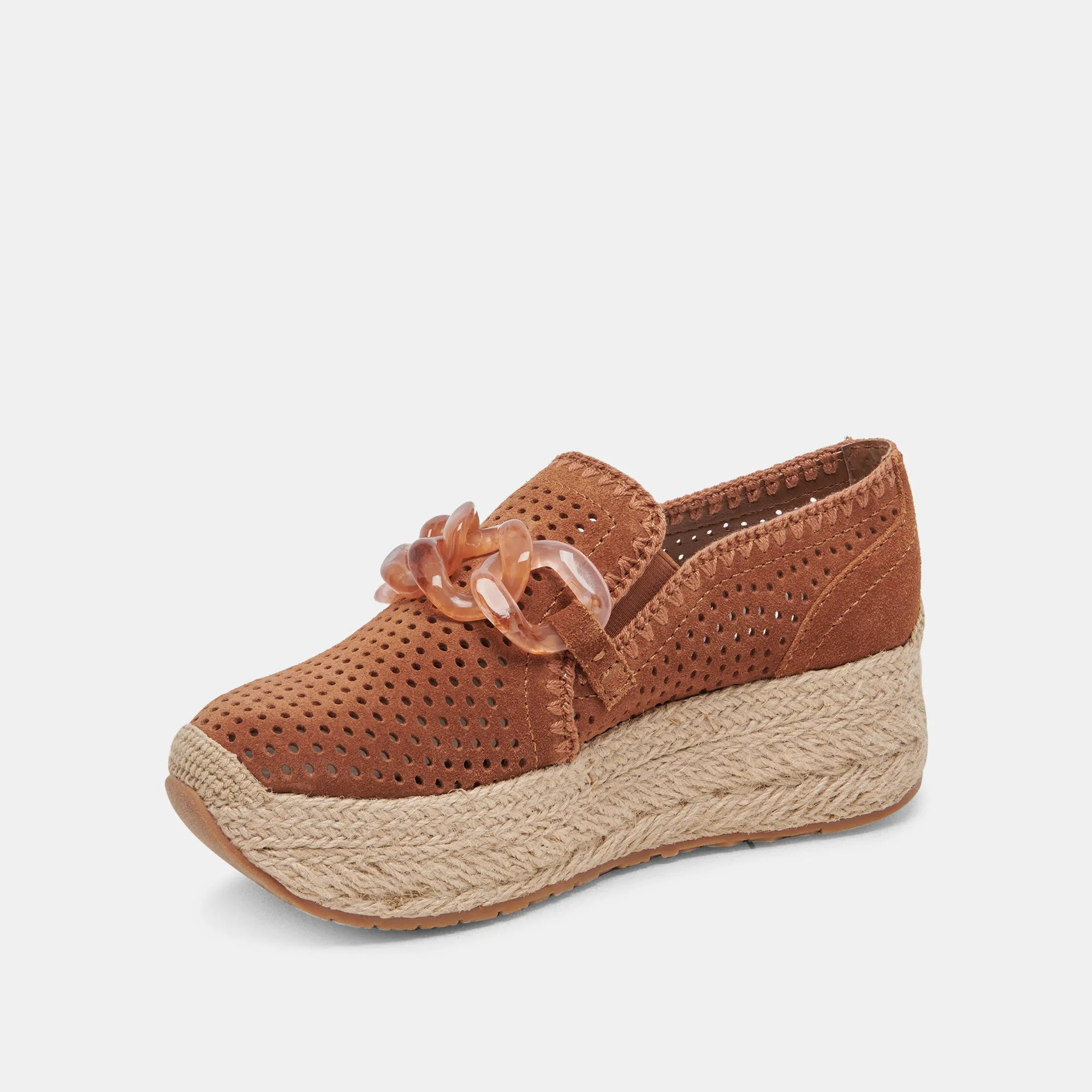 JHENEE ESPADRILLE SNEAKERS PECAN PERFORATED SUEDE