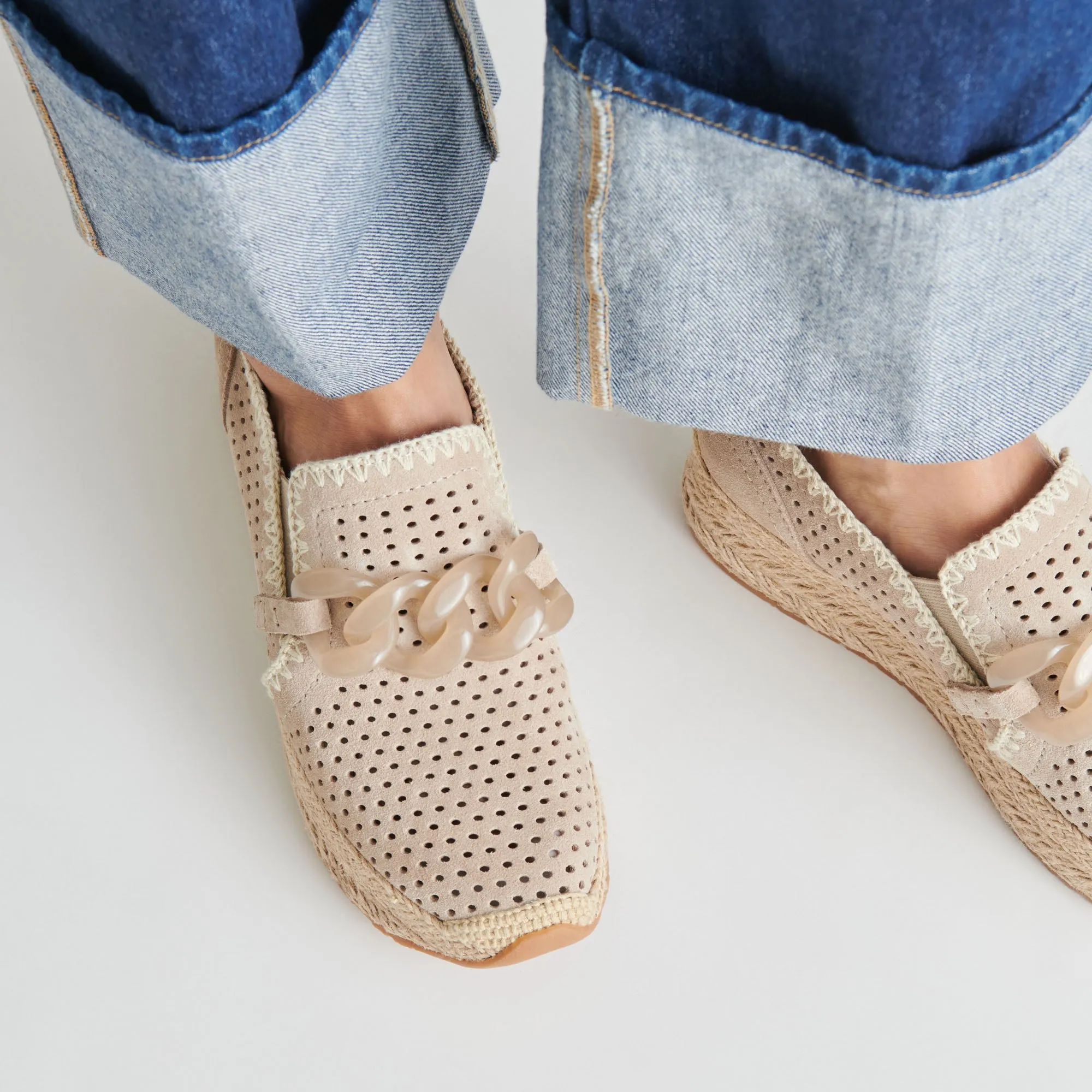 JHENEE ESPADRILLE SNEAKERS TAUPE PERFORATED SUEDE