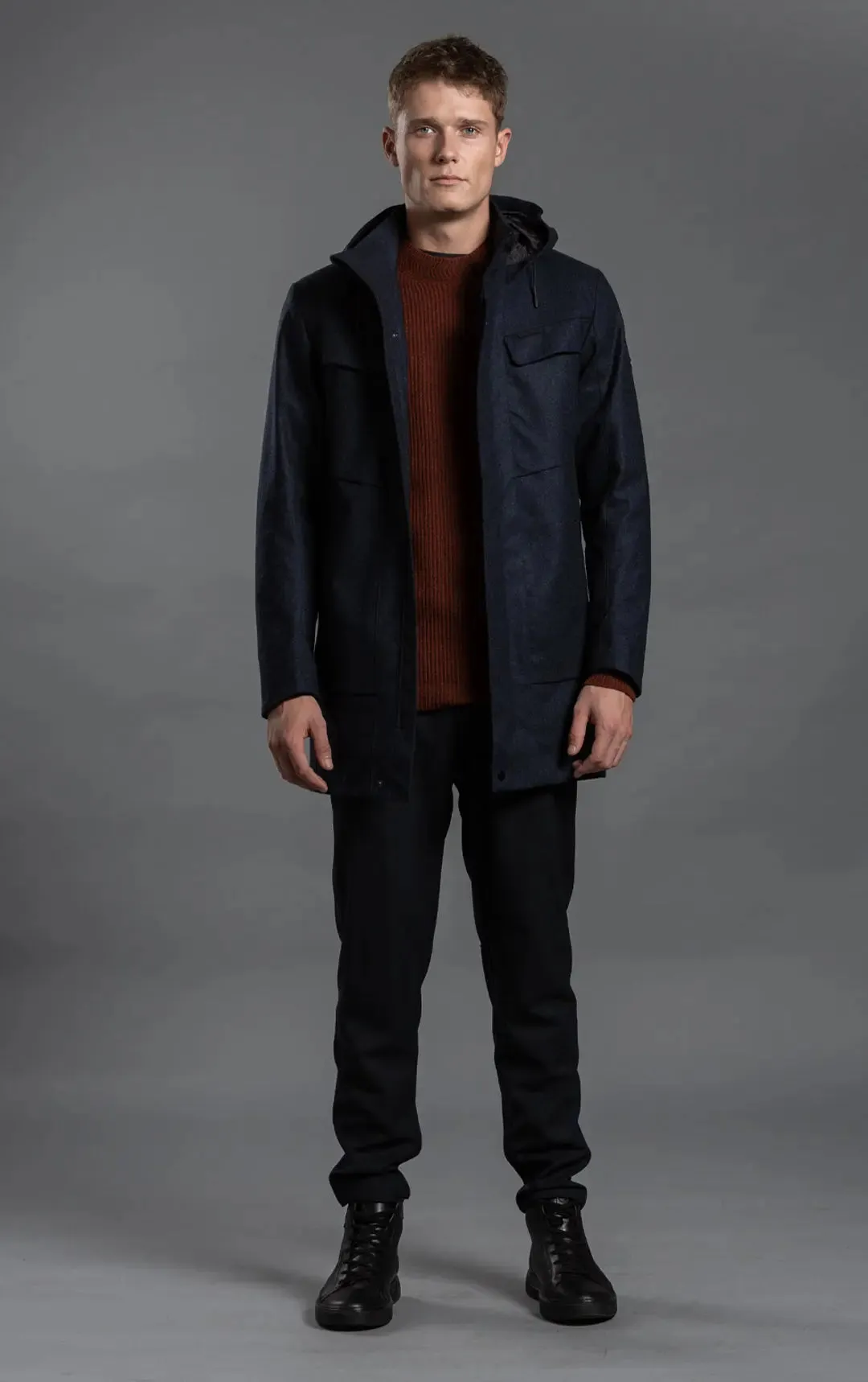 LAMINATED WOOL PARKA - CLEARANCE