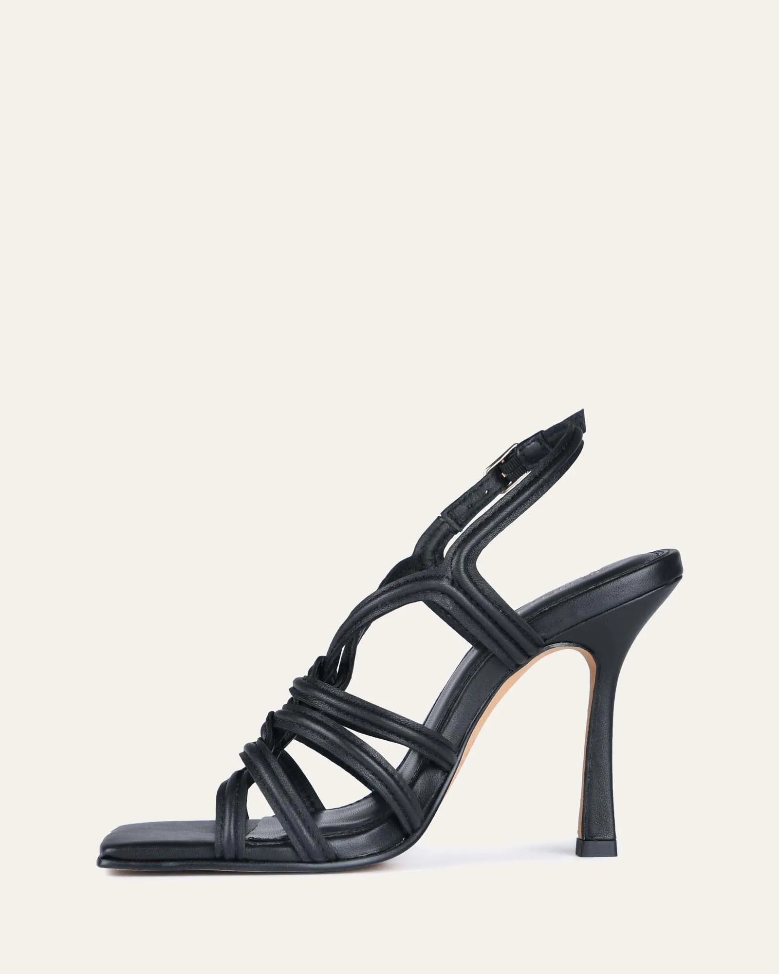 LIBBY HIGH HEEL SANDALS BLACK LEATHER