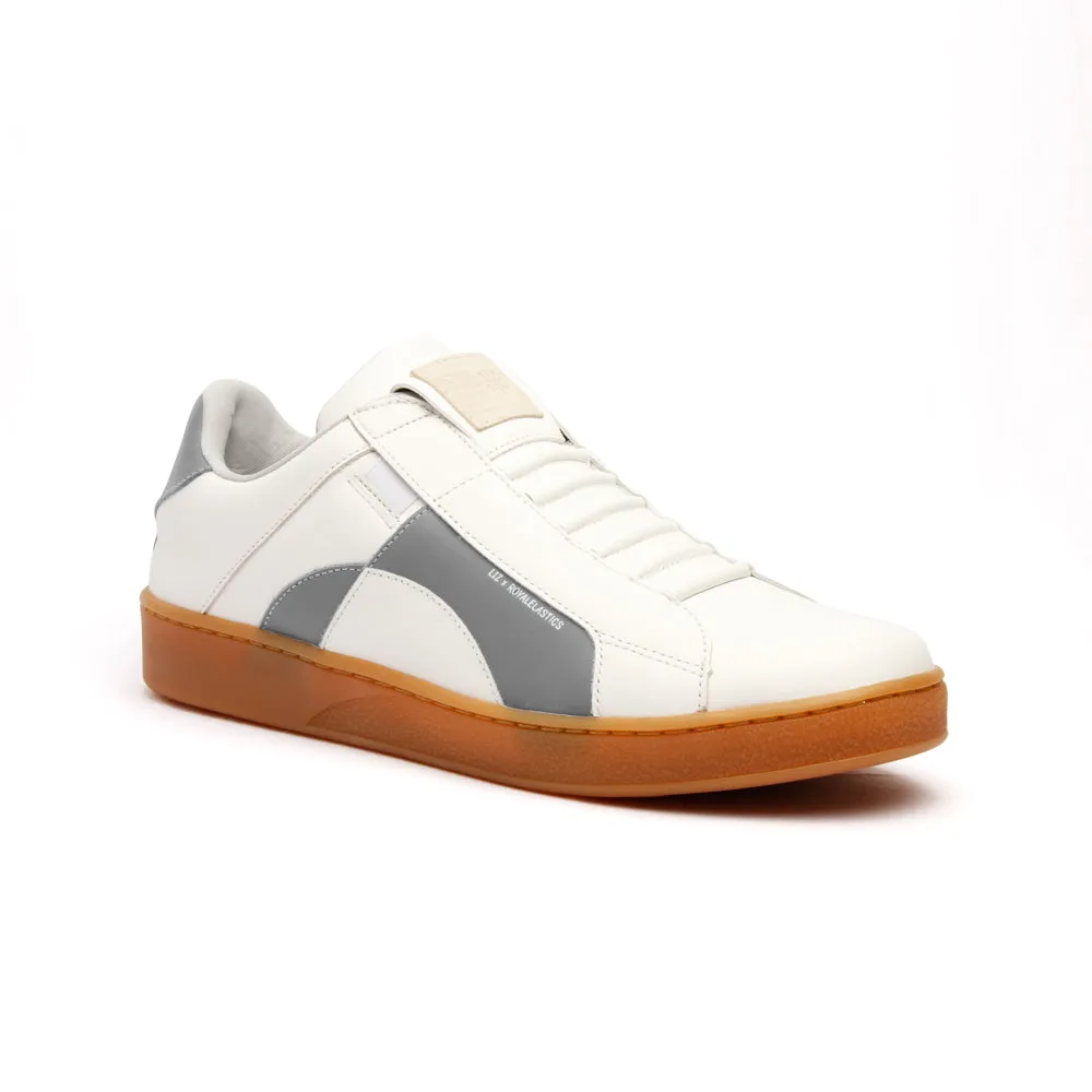 Men's Icon Dots White Gray Leather Sneakers 02983-008