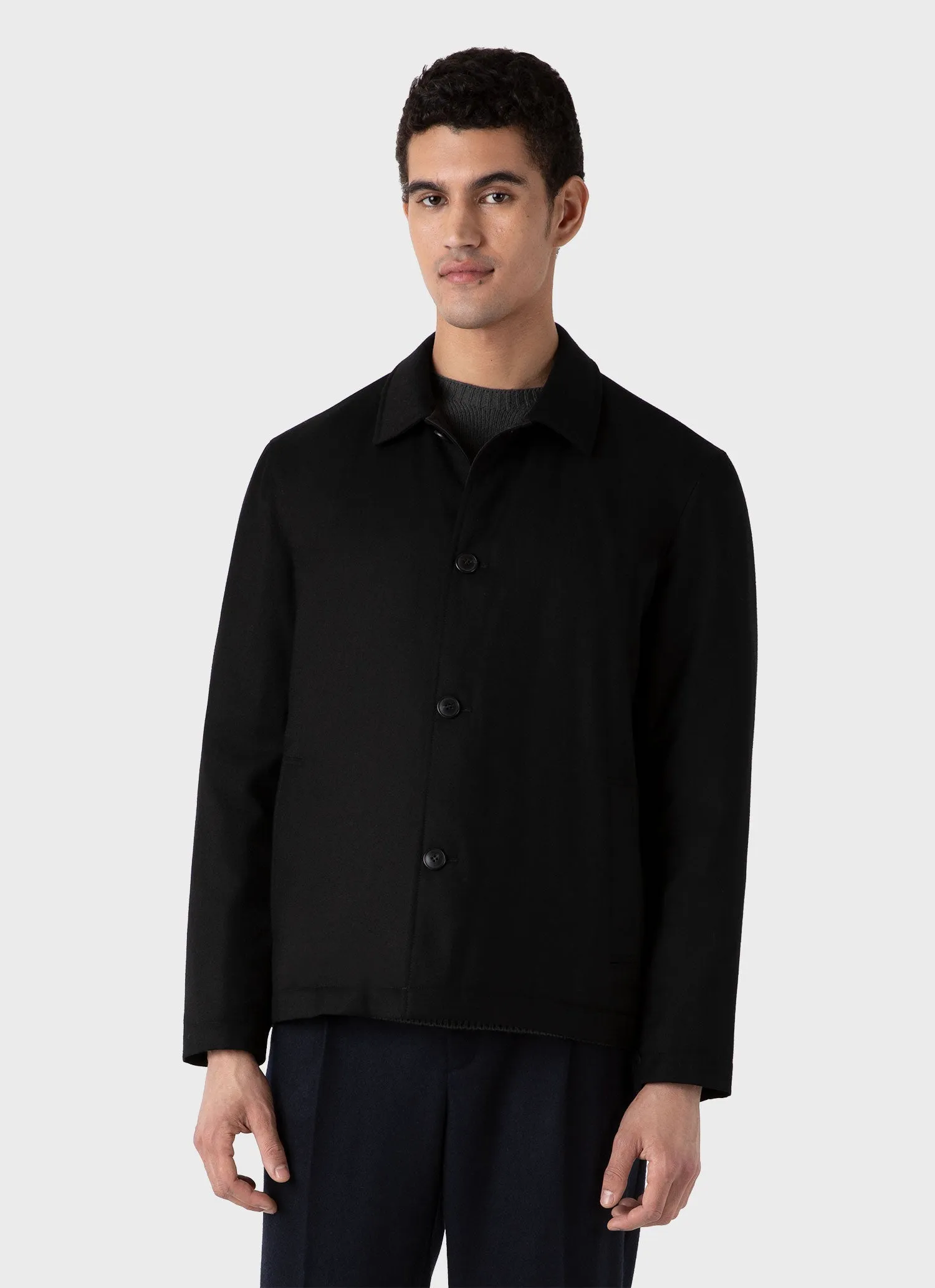 Men's Insulated Wool Jacket in Black