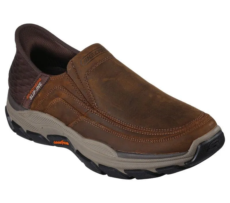 Men's Wide Relaxed Fit Skechers 204810 Slip-ins Rf Respected Elgin Trainers - Brown