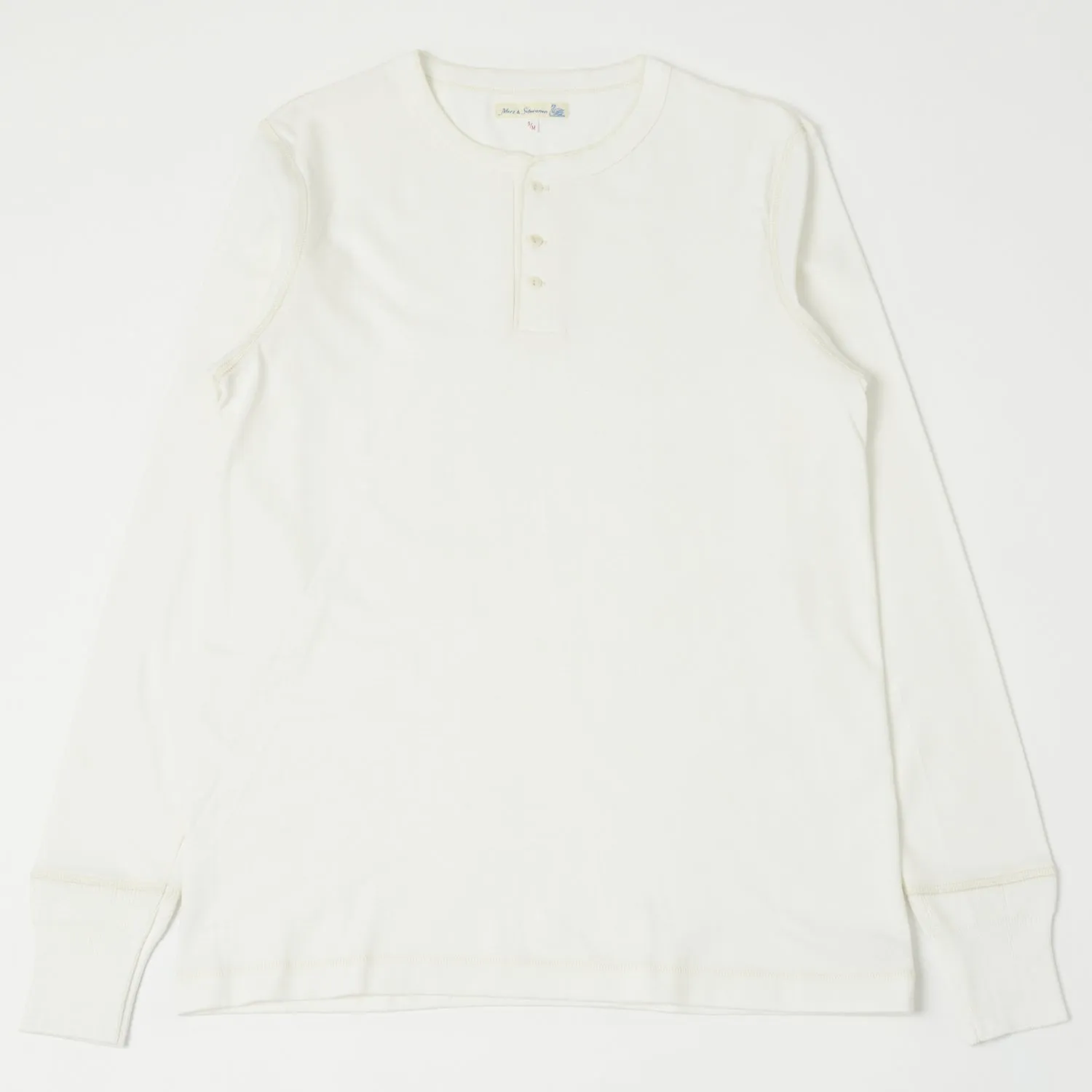 Merz b. Schwanen 204 Long Sleeve Henley - White