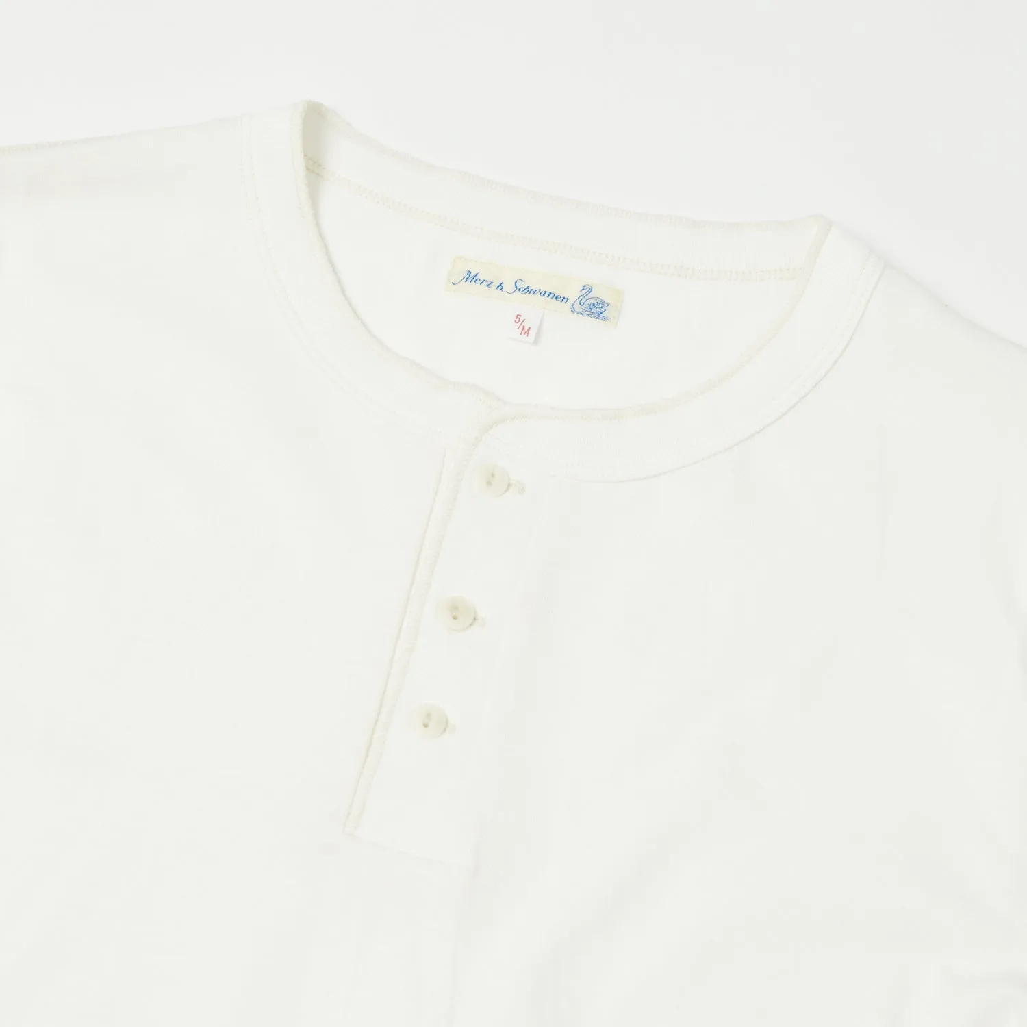 Merz b. Schwanen 204 Long Sleeve Henley - White