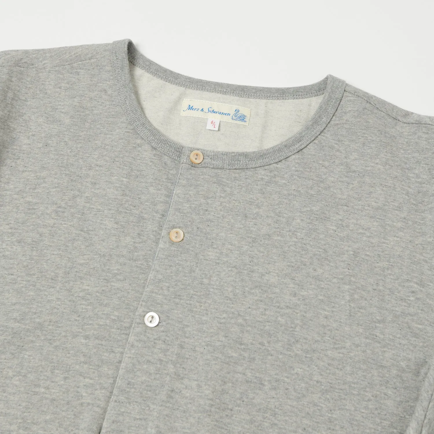 Merz b. Schwanen 206 Long Sleeve Henley - Grey Melange