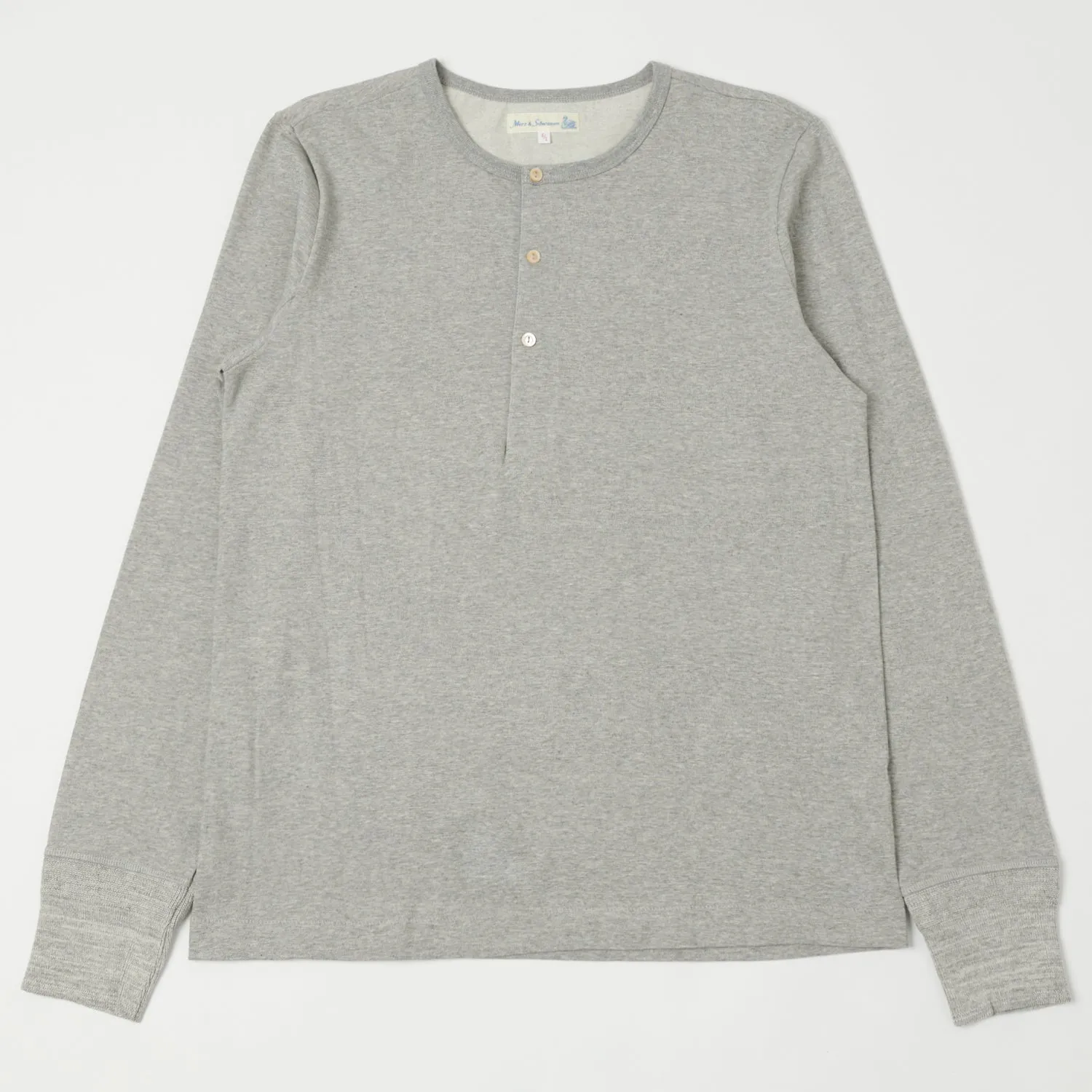 Merz b. Schwanen 206 Long Sleeve Henley - Grey Melange