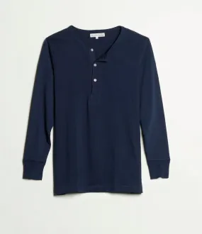 Merz b. Schwanen 206 Long Sleeve Henley - Ink Blue