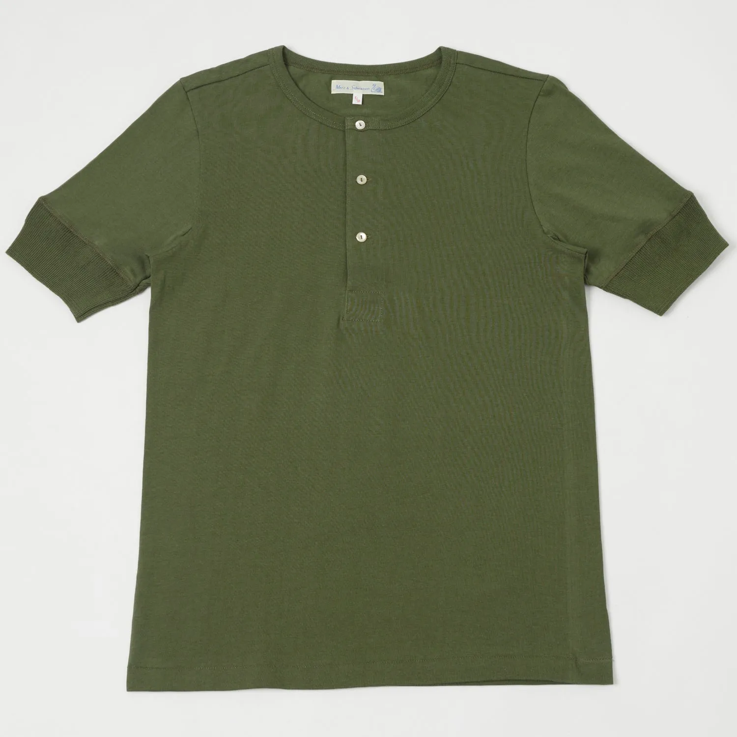 Merz b. Schwanen 207 Short Sleeve Henley - Army Green