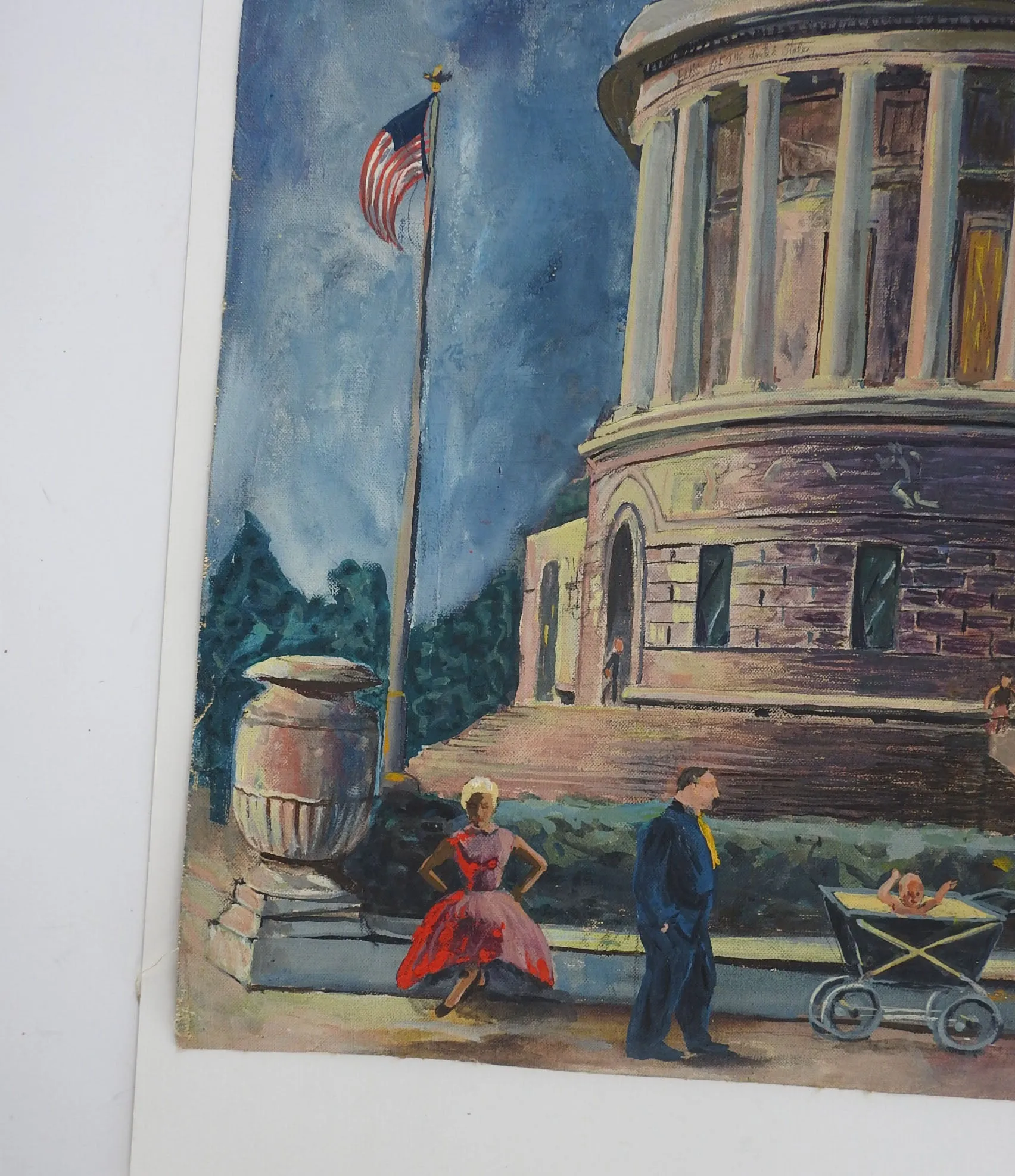 Mid Century Painting Elks National Veterans Memorial Chicago