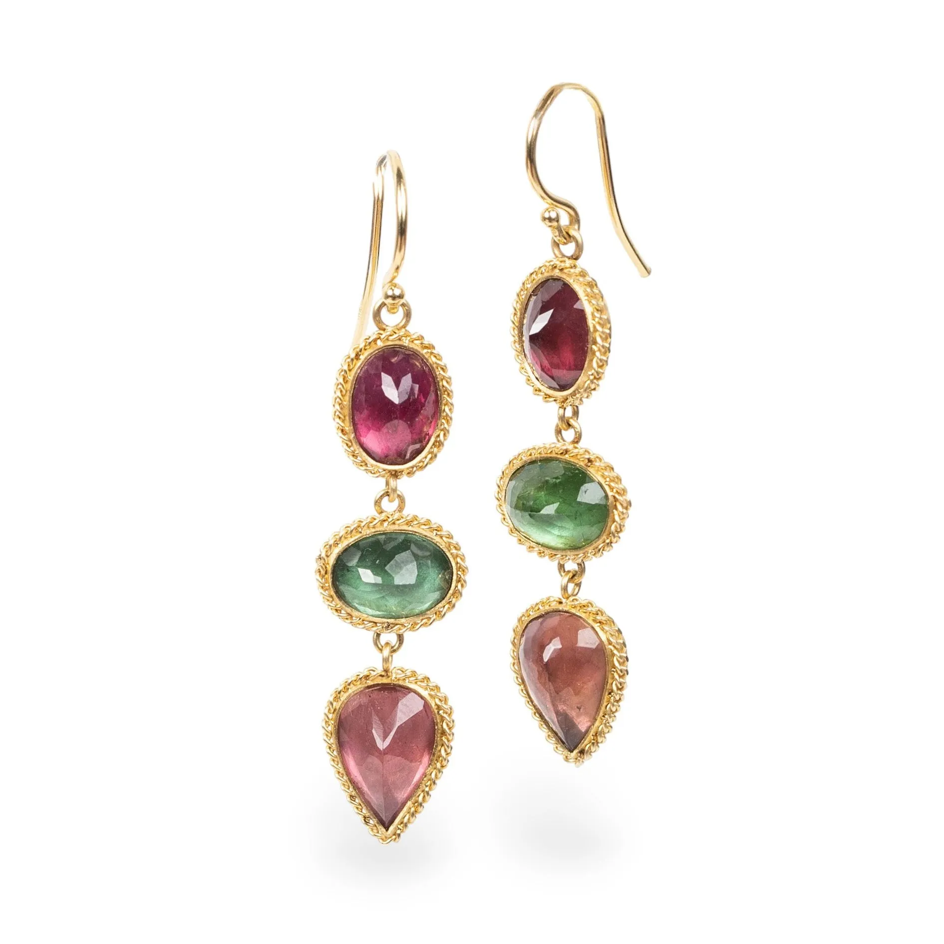 Multicolor Tourmaline Trio Earrings