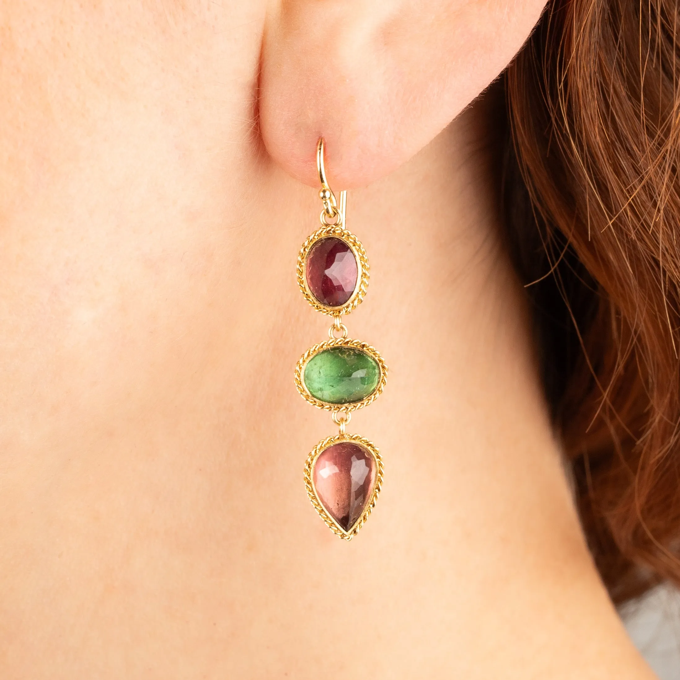 Multicolor Tourmaline Trio Earrings