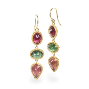 Multicolor Tourmaline Trio Earrings