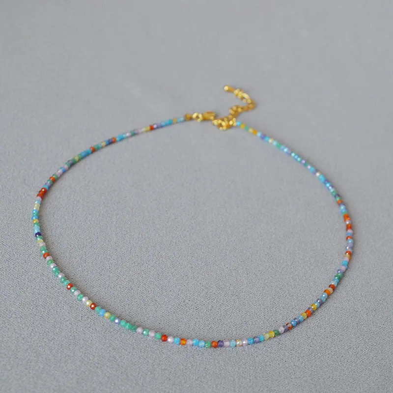 Multicolored Zircon Beads Necklace