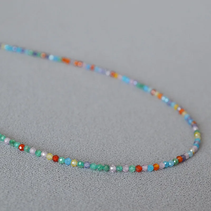 Multicolored Zircon Beads Necklace