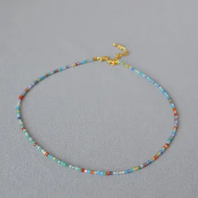 Multicolored Zircon Beads Necklace