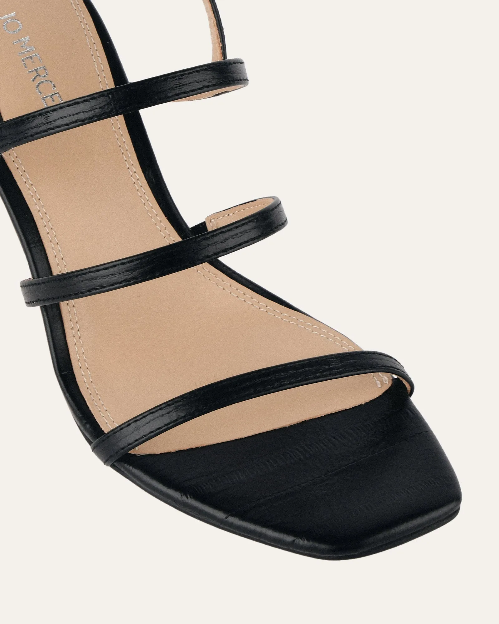 NIX MID HEEL SANDALS BLACK LIZARD