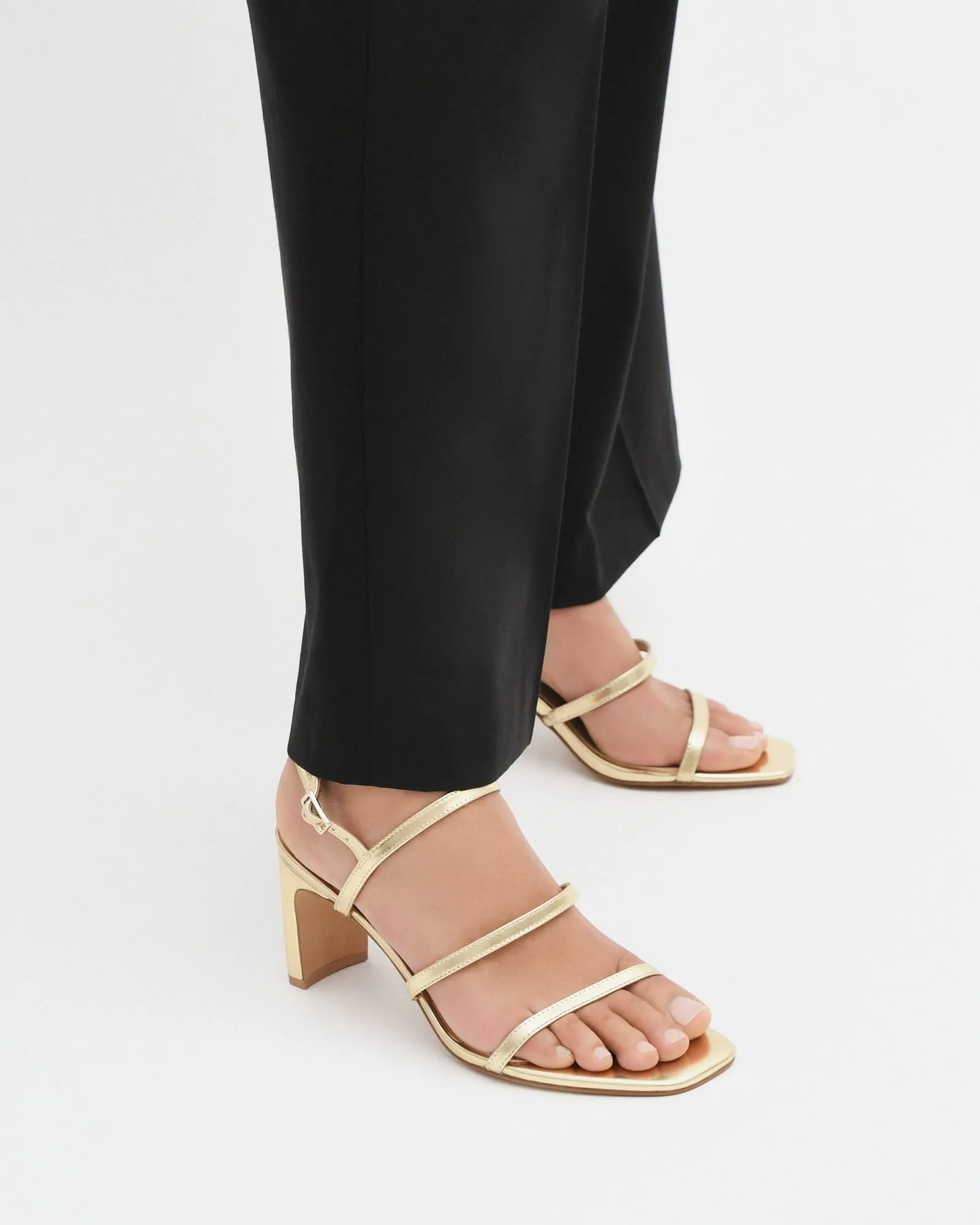 NIX MID HEEL SANDALS GOLD PATENT