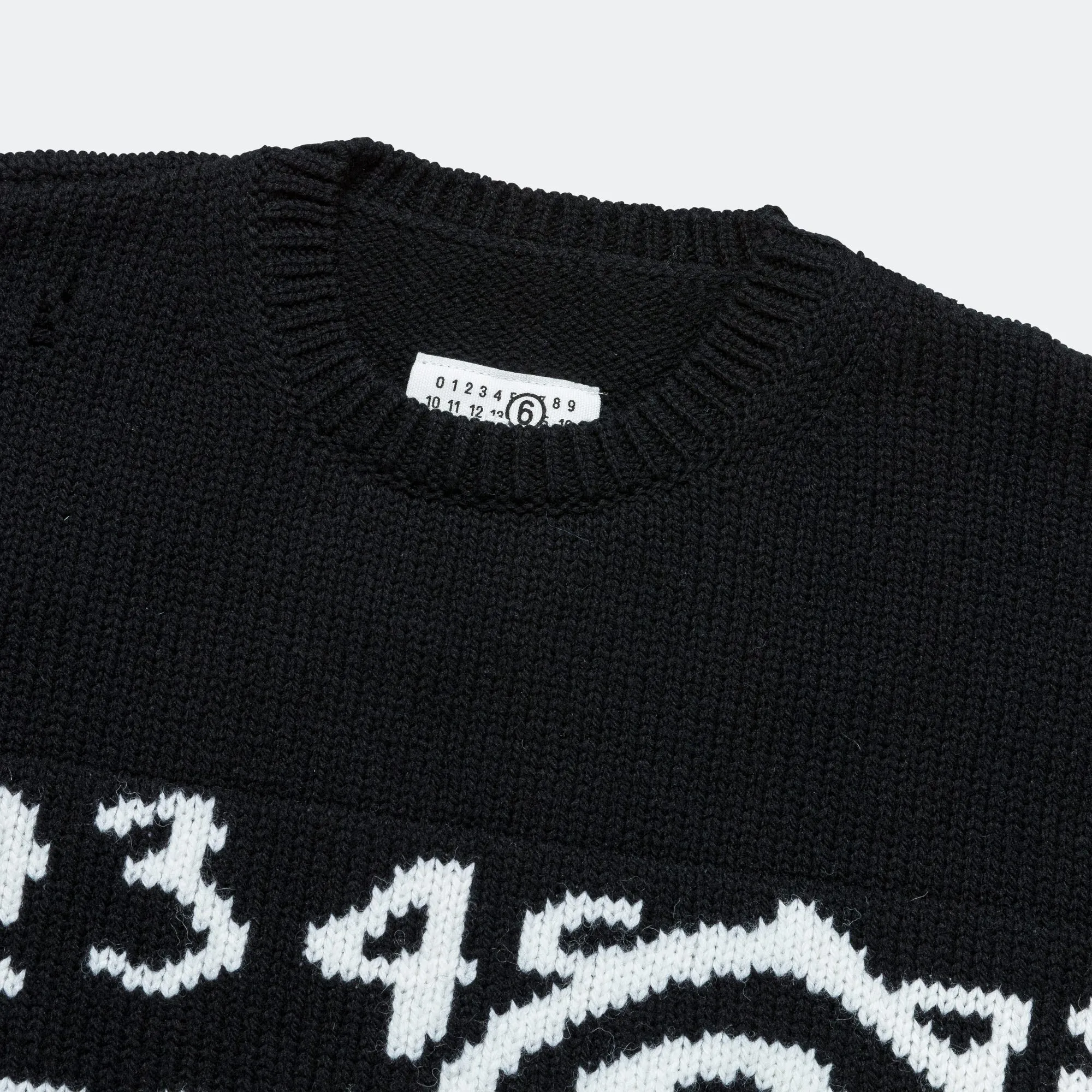 Numbers Motif Knitted Crewneck - Black