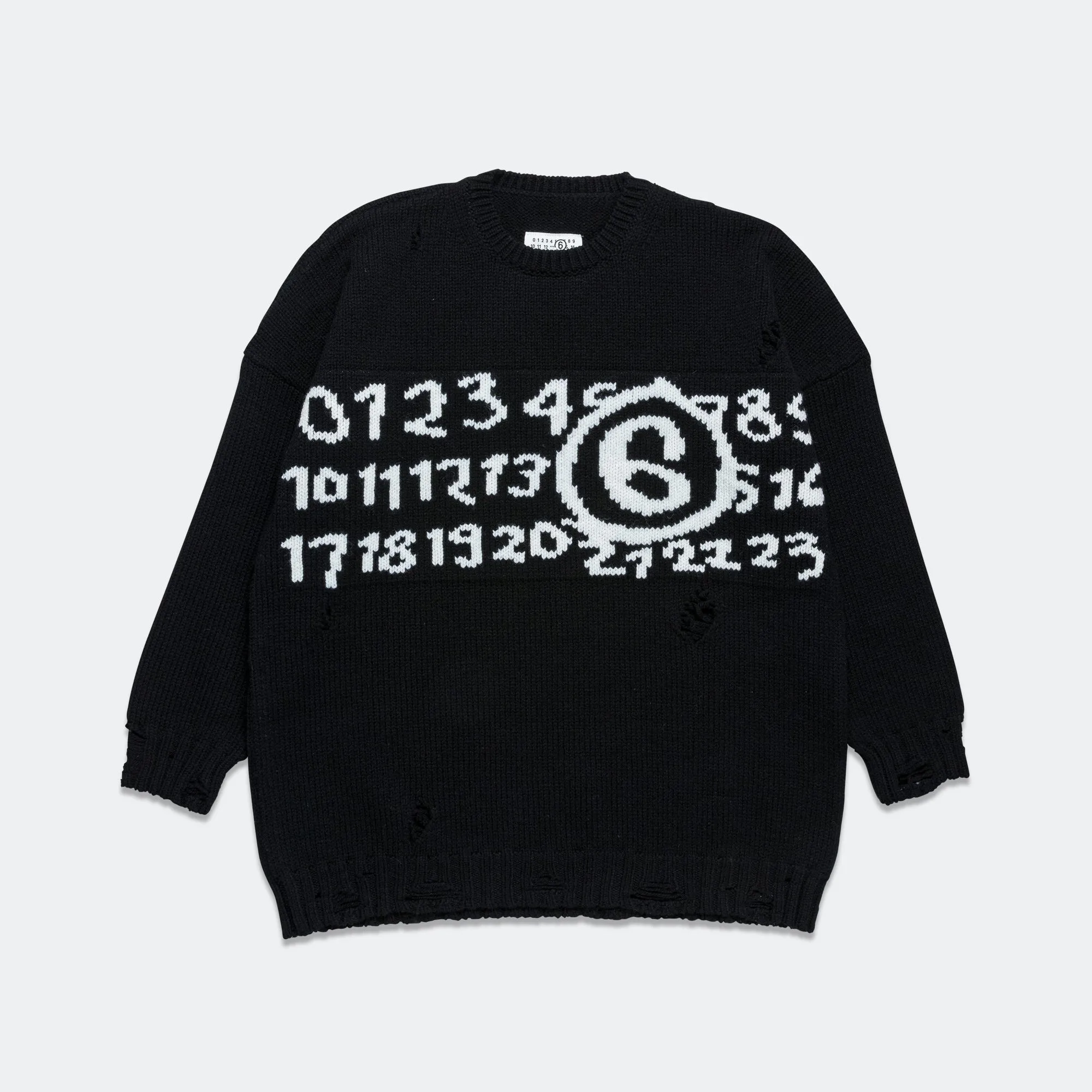 Numbers Motif Knitted Crewneck - Black