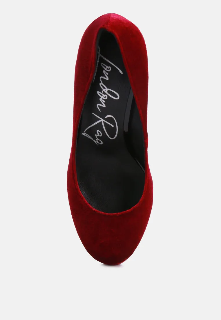 Old Novelty Platform Heel Velvet Pumps By Ruw