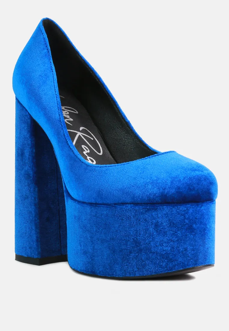 Old Novelty Platform Heel Velvet Pumps By Ruw