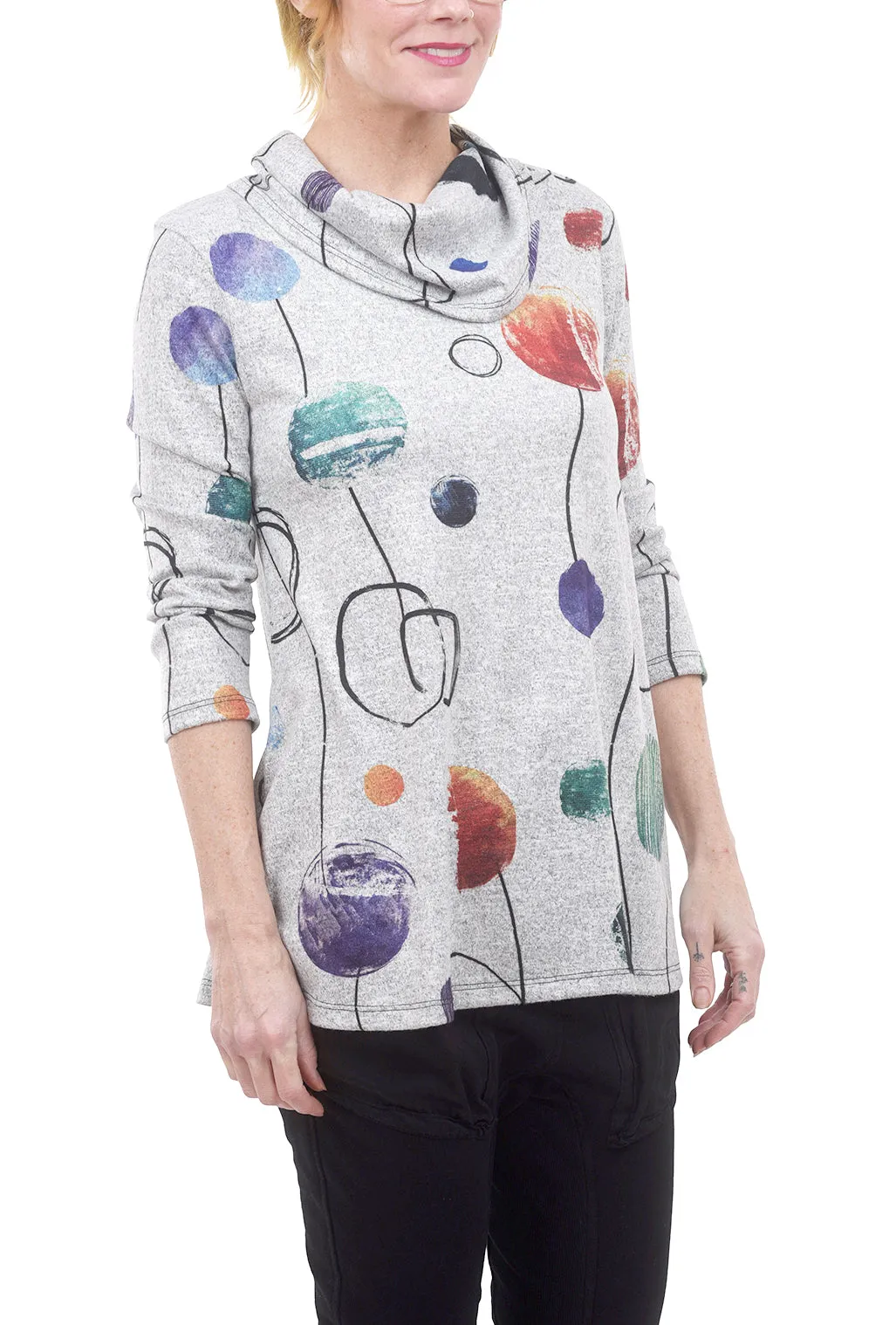 Painterly Dots Tunic, Gray