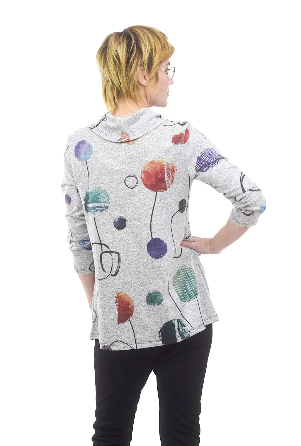 Painterly Dots Tunic, Gray