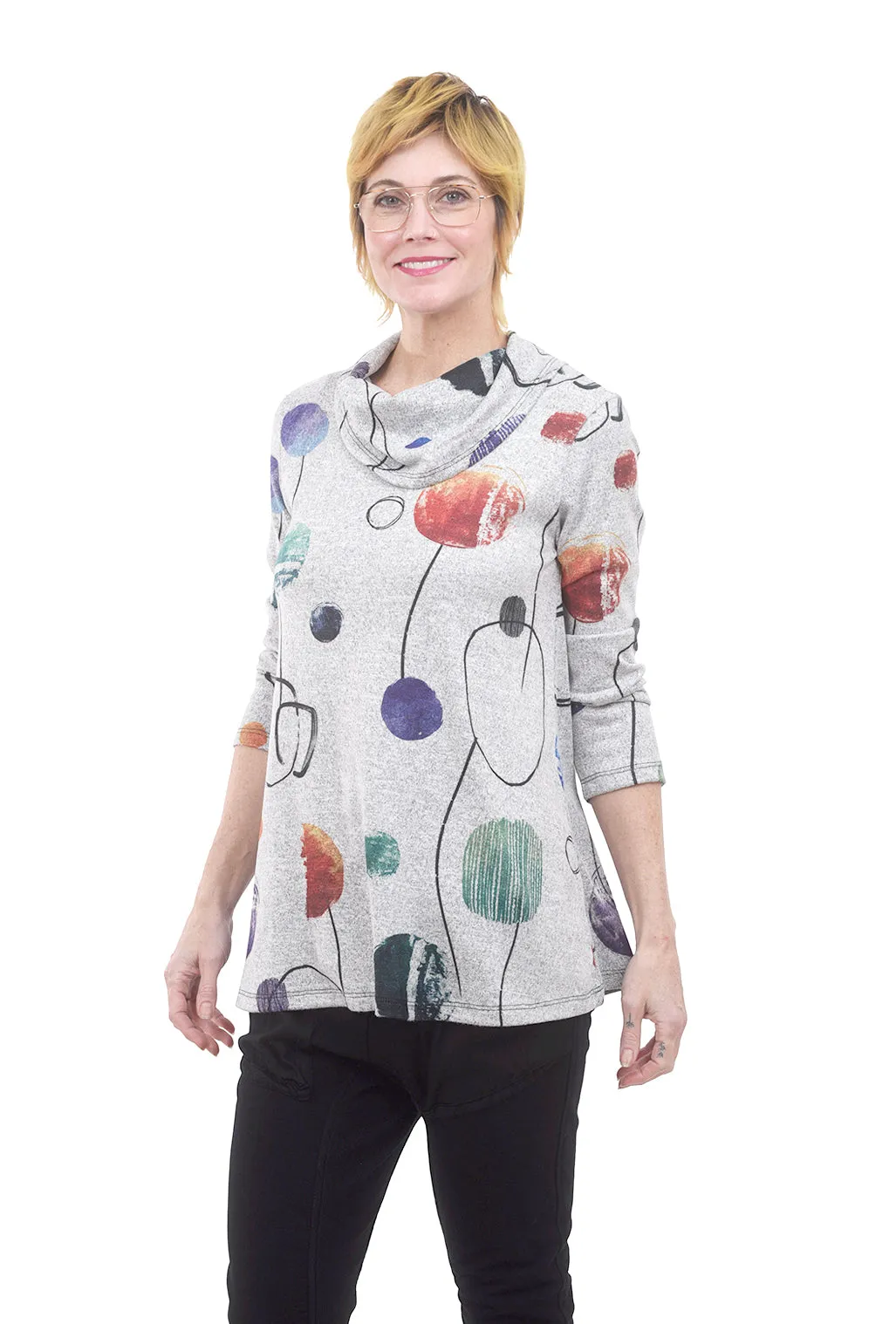 Painterly Dots Tunic, Gray