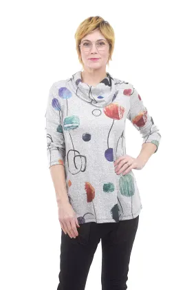 Painterly Dots Tunic, Gray