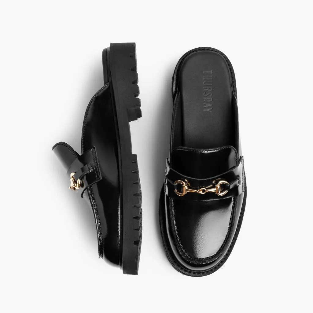 Penny Mule | Black & Gold