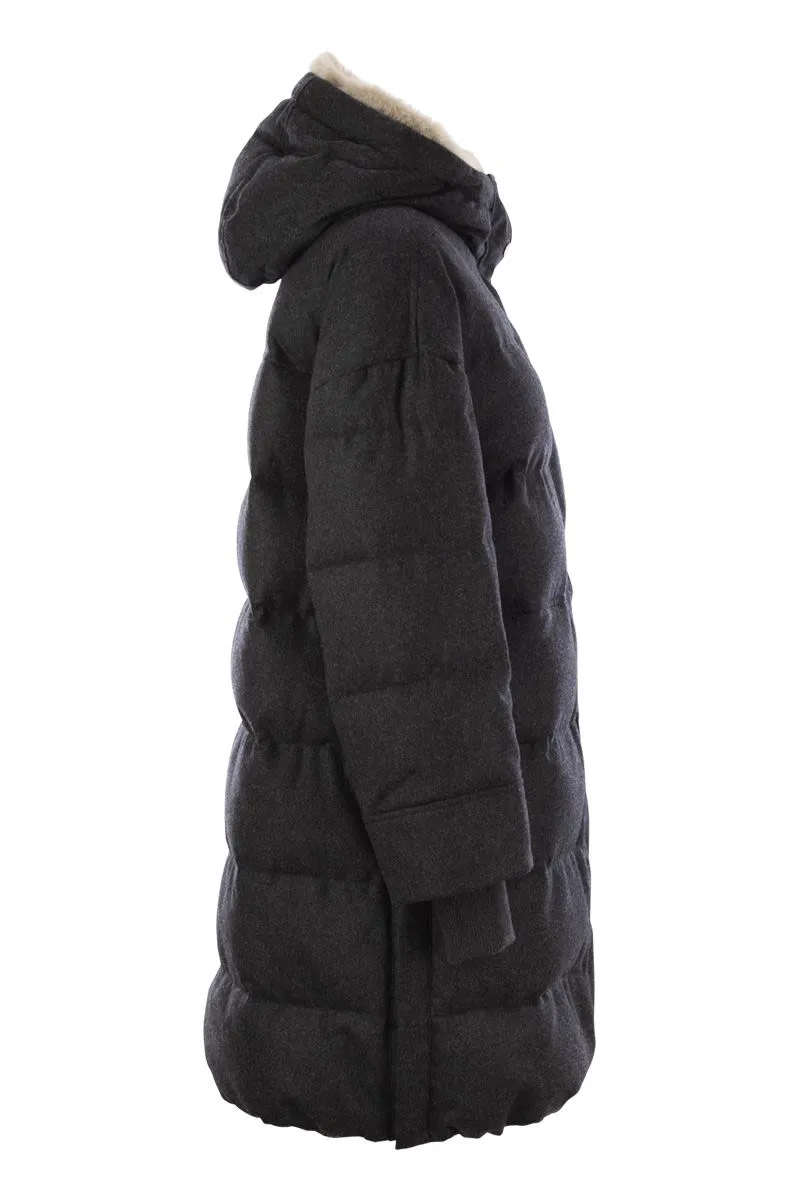 PURE NEW WOOL DOWN JACKET WITH SHEEPSKIN HOOD