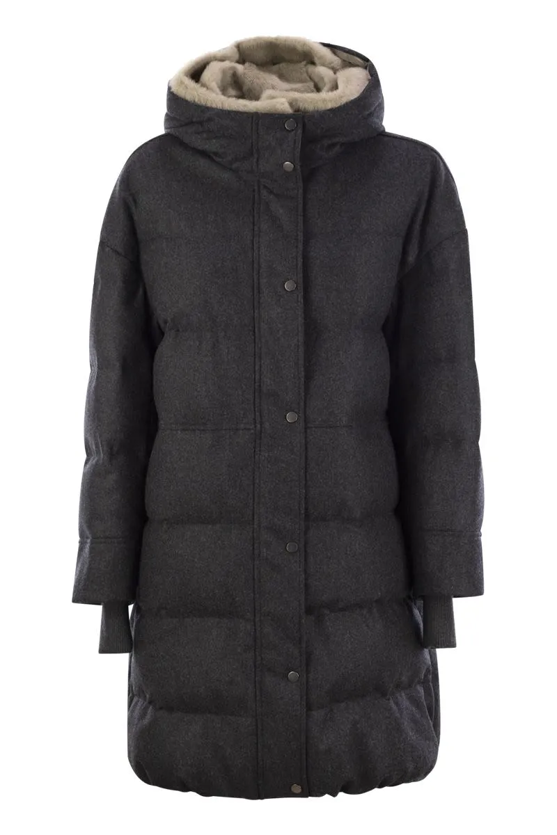 PURE NEW WOOL DOWN JACKET WITH SHEEPSKIN HOOD