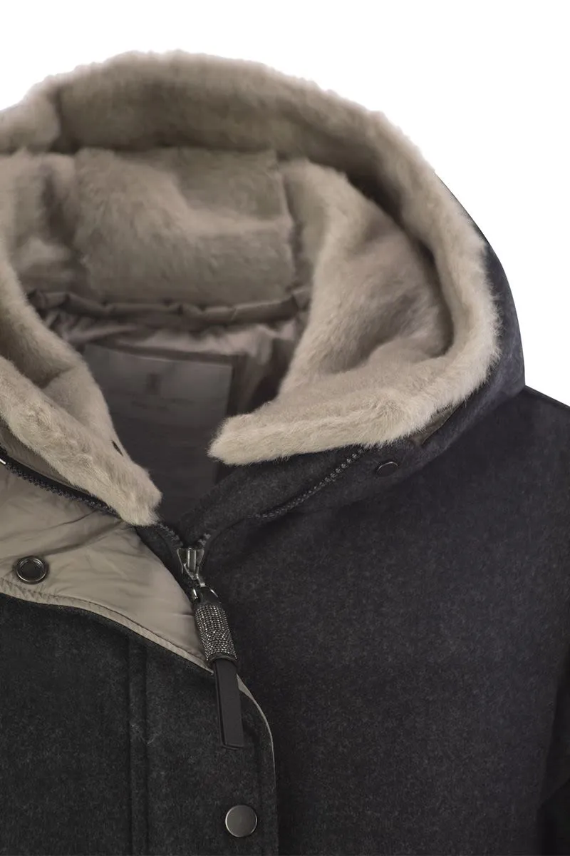 PURE NEW WOOL DOWN JACKET WITH SHEEPSKIN HOOD