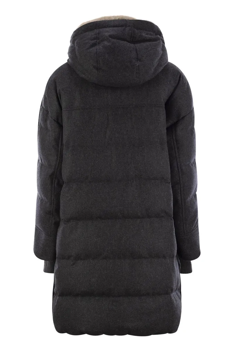 PURE NEW WOOL DOWN JACKET WITH SHEEPSKIN HOOD