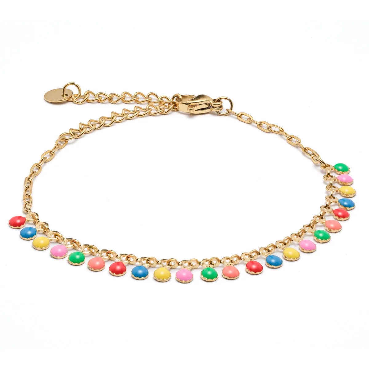 Rainbow Charms Gold Bracelet